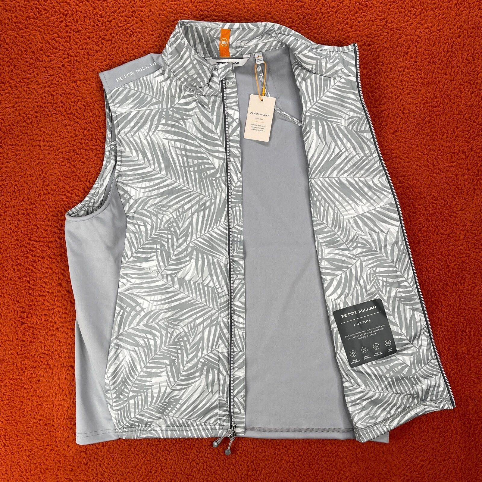 PETER MILLAR Mens LARGE Fuse Elite Hybrid Gilet Golf Vest Gale Gray $200