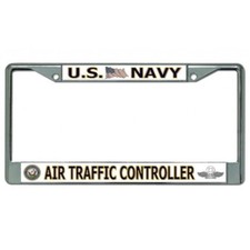 Navy Air Traffic Controller Military Logo Chrome License Plate Frame made in usa