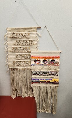 Karma Living Wall  Boho Chic Macrame Bubble Fabric Art Wall Hanging 16 x 30 (2)