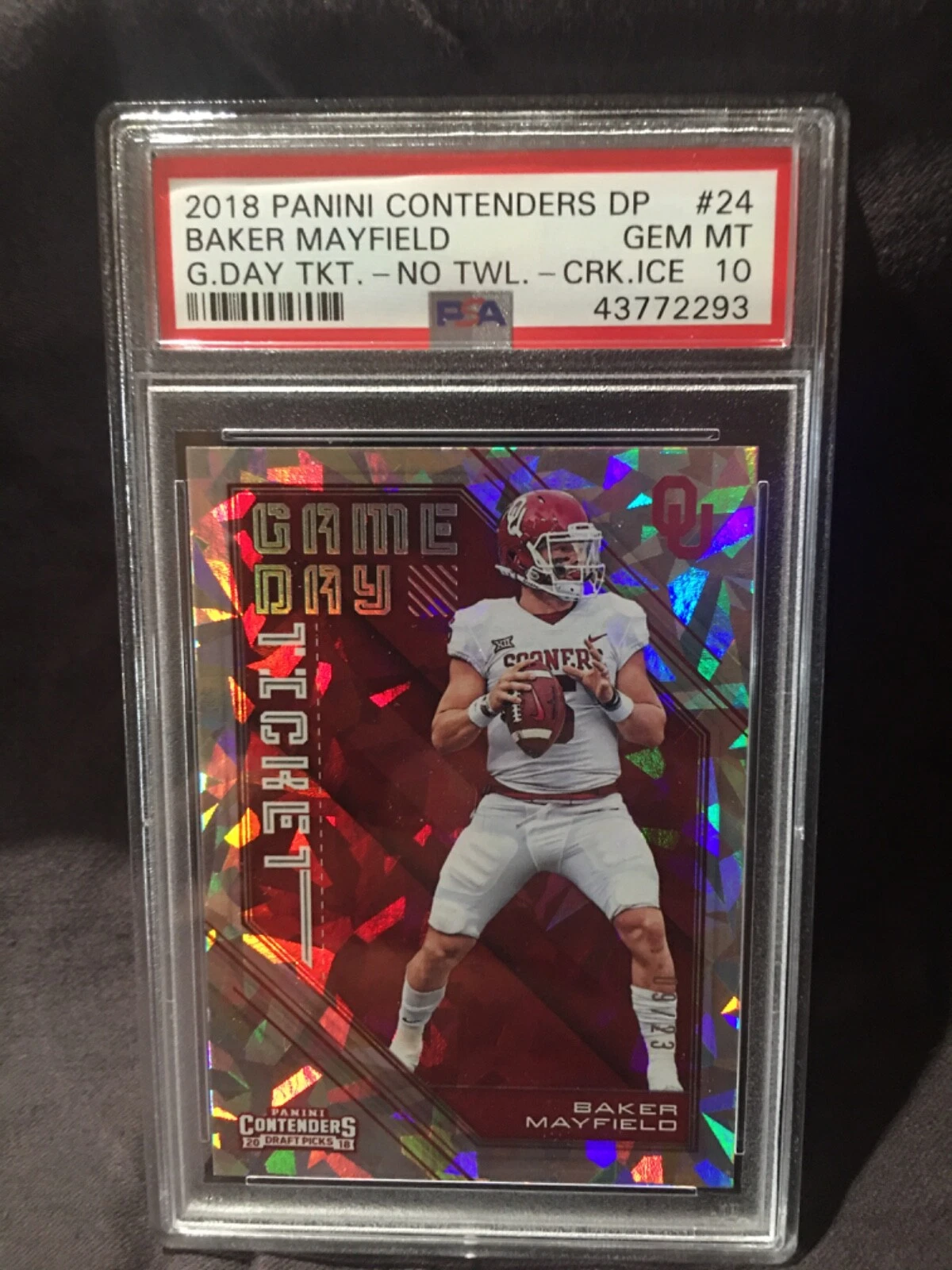 Baker Mayfield Panini Contenders Draft Picks Game Day Ticket #24 Cracked Ice