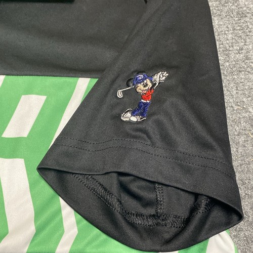 Adidas Disney Shirt Boy's XL 15-16Y Black Green Short Sleeve Polo Golf Mickey - Picture 5 of 6