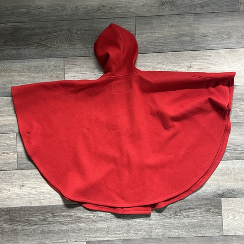 Schott Red Wool Pea Coat U.S 740N Rare Hooded Poncho One Size USA Made - Picture 7 of 7