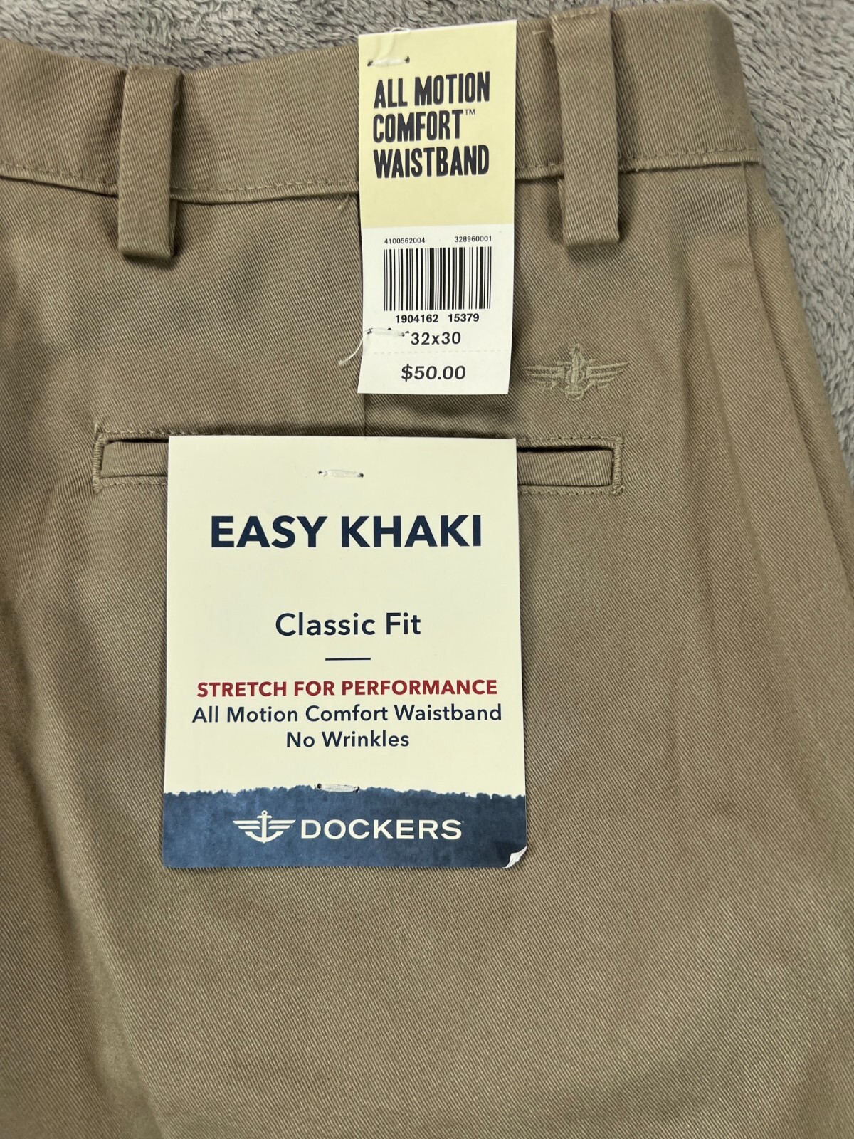 Levis DOCKERS Mens 32x30 Pants Khakis Easy Classic Brown Chino Motion Flat NWT