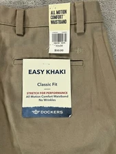 Levis DOCKERS Mens 32x30 Pants Khakis Easy Classic Brown Chino Motion Flat NWT