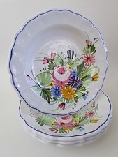 Castelli Italy Floral Faience Pasta /Soup Bowls Set of 4