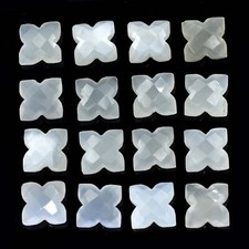 Natural White Moonstone Flower Clover Carved Shuriken Fancy Carving Beads Stone