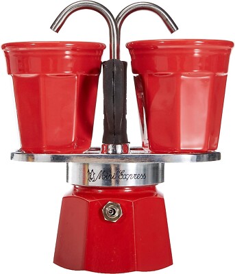 Bialetti Moka Mini Express Set mit 2 Tassen Herz 90 ml