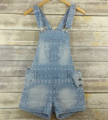 Kensie Denim Overall Shorts Tribal Print | eBay