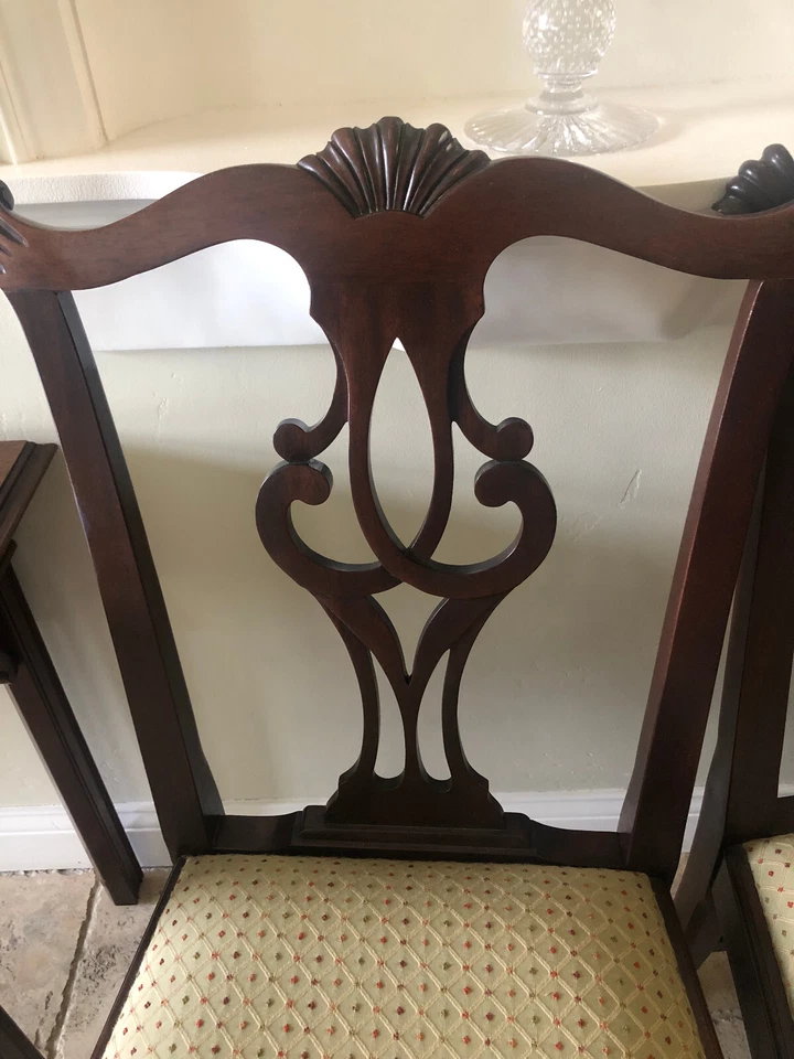 Stickley Banded Chippendale Double Pedestal Mahogany Table with 8 chairs - Image 3 of 4