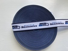 SEATTLE SEAHAWKS NFL Football Blue White 7/8" Grosgrain Ribbon 5 Yards