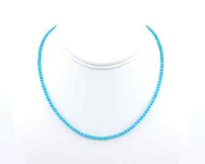 Small 3mm Thin Round Sleeping Beauty Vivid Sky Blue Turquoise Necklace Choker