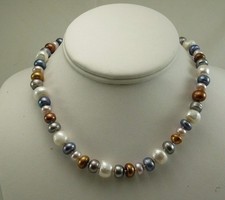 Cultured Freshwater Pearl Necklace with Sterling Silver Clasp 16 Inches