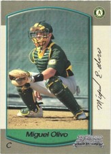 2000 Bowman #343 Miguel Olivo Oakland Athletics Rookie Card. rookie card picture