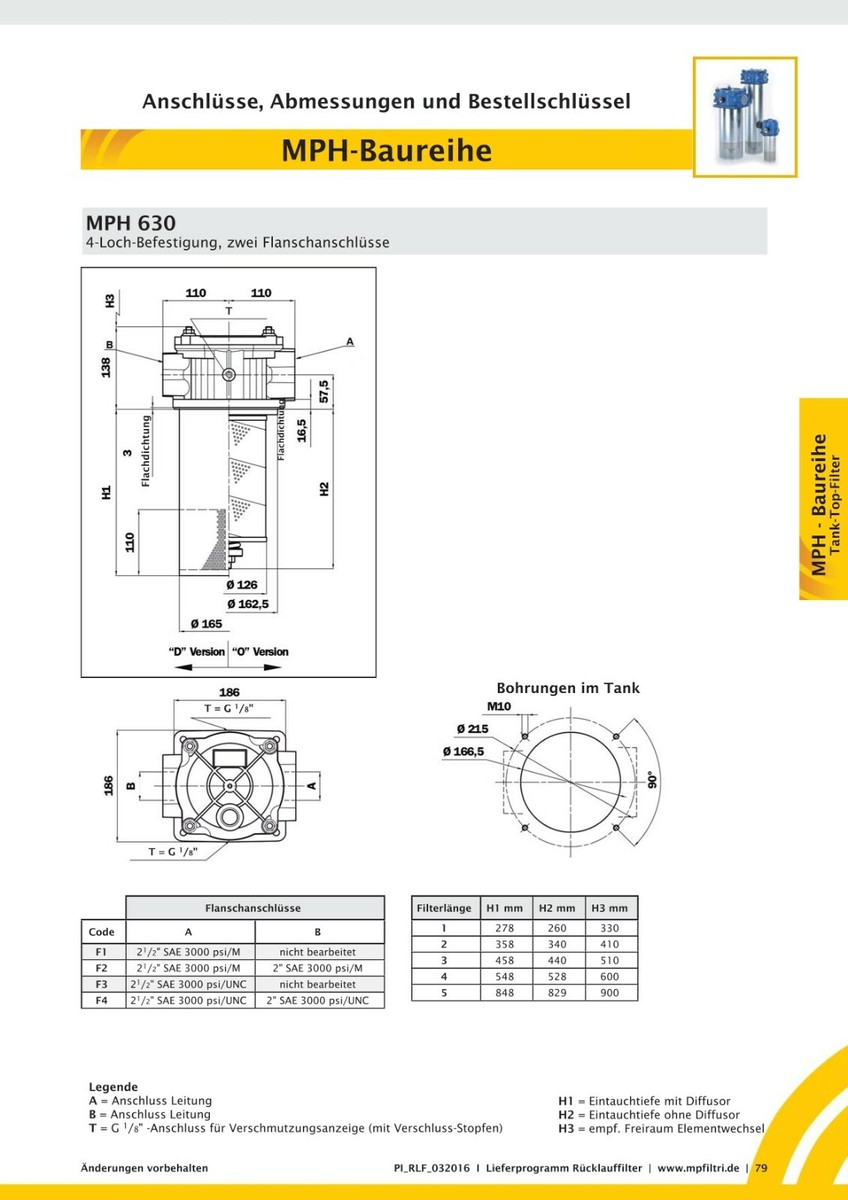 Filtro Di Ritorno MP Filtri MR-630-4-A25-A-P01 &ndash; Montaggio Su Serbatoio