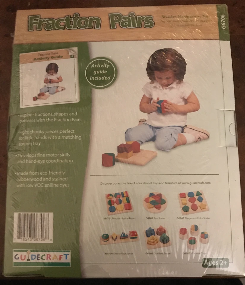 Pares de fracciones Guidecraft niños clasificación de formas juguete de aprendizaje de madera nuevo sellado Foto 2 de 2