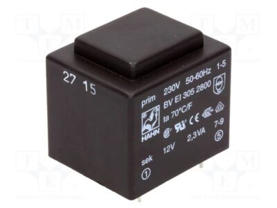  Transformator: überzogen 230VAC 192mA 2,3VA 12V  Montage: PCB BV EI 305 2800