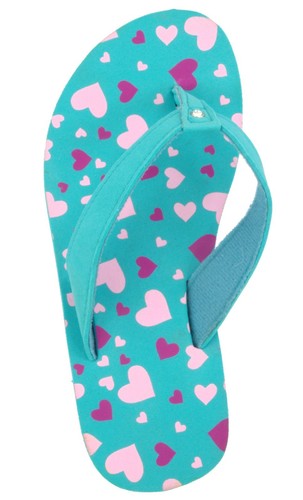 BEACH BASICS LITTLE GIRLS KIDS HEARTS PRINT FLIP FLOP SANDAL SHOE M US 13/1 - Picture 3 of 10