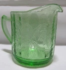 Jeannette Depression Glass FLORAL Poinsettia Green Flat Creamer