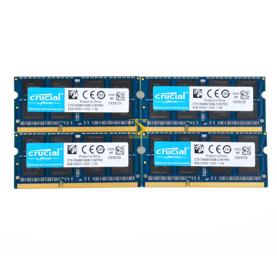 Crucial 4x 4GB 2RX8 PC3-10600S DDR3 1333Mhz Laptop Memory RAM SODIMM 204Pin @dd - Image 2 of 4