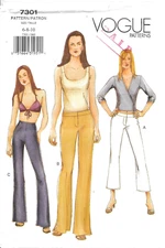 Uncut Vogue Sewing Pattern # 7301 Misses' Petite Boot-Legged Pants Size: 6-8-10
