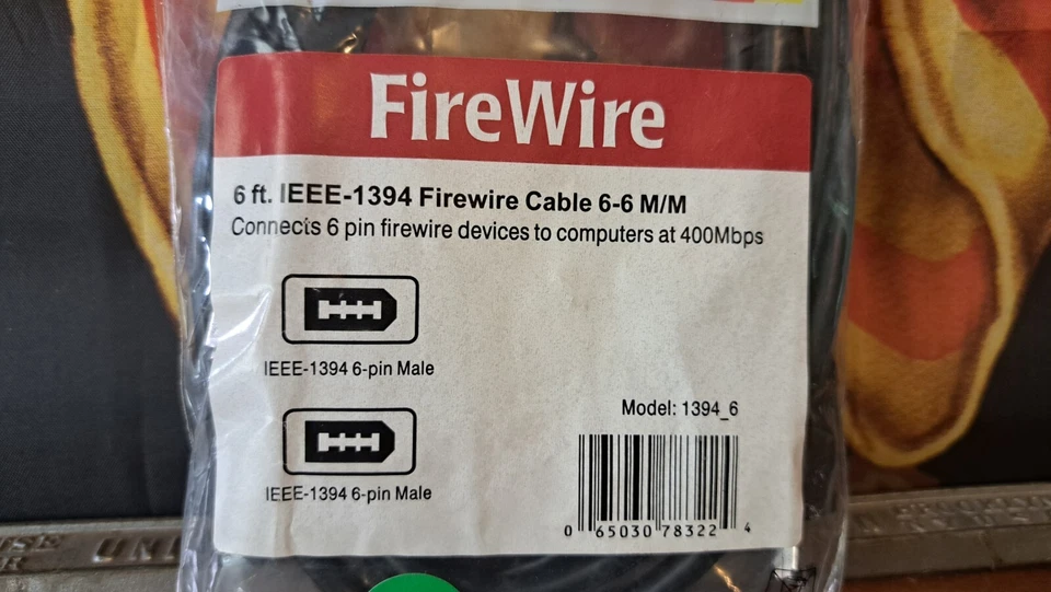 StarTech 6' Firewire Cable Black 6PIN 6PIN 6p 6ft FireWire 1394 6-Pin Male X2 - Image 3 of 4