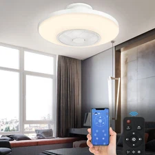 TCFUNDY LED Ceiling Fan with Light Phone & Remote Control White Ceiling Lamp