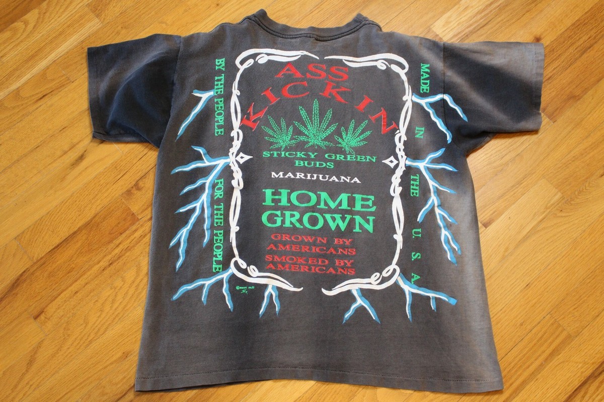 Vintage 90s Ass Kickin Marijuana T-Shirt All Over American