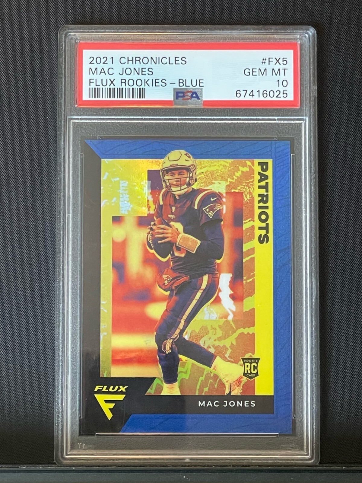 Mac Jones Panini Chronicles Flux Rookies #FX5 Blue