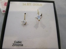 14K Yellow Gold Cubic Zirconia Leverback Earrings Brand New in Box
