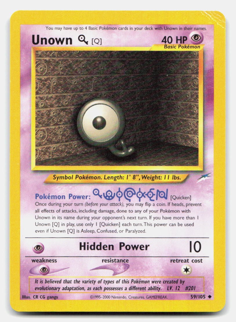 Unown [Q] 59/105 Uncommon Neo Destiny Pokemon Unlimited MP
