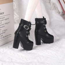 Black High Heel Doll Boots For 1/3 Scale BJD Adult Collectors Accessory No Doll