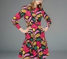 J. Crew Ratti Tiered Popover Dress Women 4 Black Floral Colorful Cotton Boho