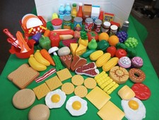Mixed Lot of 85 Pieces Plastic Play Food Fruits Vegetables Milk Turkey Steak