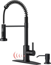 Black Touchless Kitchen Faucet with Soap Dispenser, Motion Sensor Activated Smar