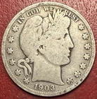1903-S Barber Silver Half Dollar. Free Shipping