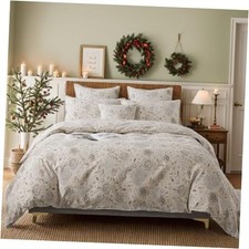 Vintage Hydrangea Floral Duvet Cover Set King/California King Light Khaki