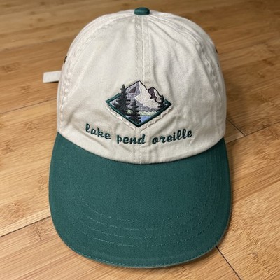 Anvil Lake Pend Oreille Khaki Beige Green Idaho Mountain Strapback Hat Cap NICE