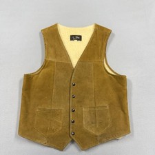 Vintage Joo Kay Vest Mens 44 Brown Suede Sherpa Lined Snap Western Workwear