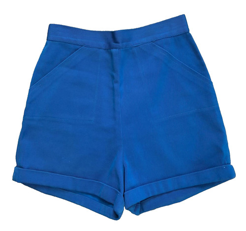 1950s High Waist Whitman Gabardine Blue Shorts | Vintage Pin Up Style | XS