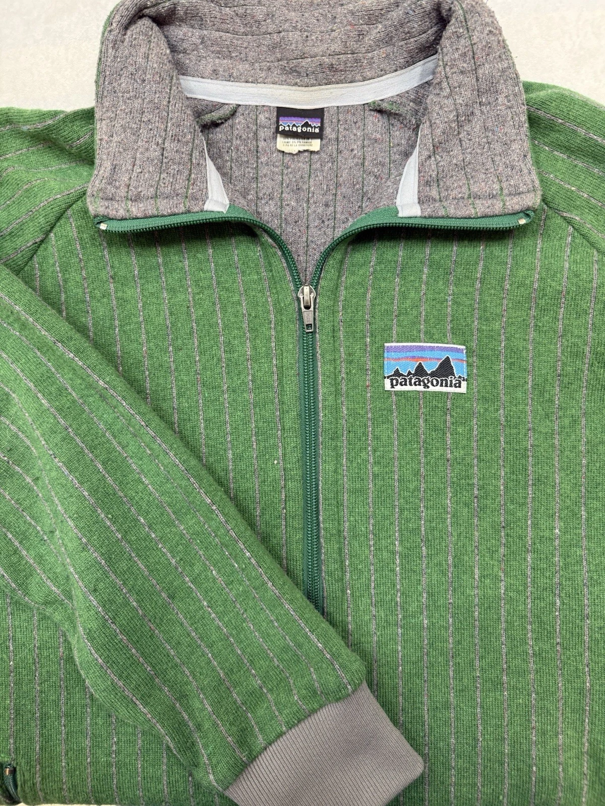 VINTAGE Patagonia Jacket Mens Medium Green Quilt Again Wool Blend USA Made Retro image 2