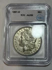 1891-O Morgan Silver Dollar, ICG AU50, Better Date, Looks Higher Grade