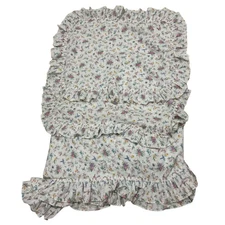 Coming Home Cottage Core Floral Ruffle Coverlet and 2 Sham 3 Pc Set Twin Size