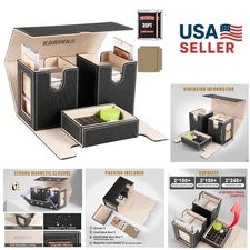 Elegant 3-in-1 Trading Card Box for TCG - Black Gold & Magnetic Display