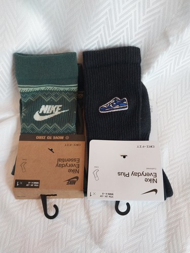Nike Crew Socks 2 Pairs Dri-fit Everyday Plus & Essential Sneakers YOUTH 3Y-5Y - Picture 2 of 5