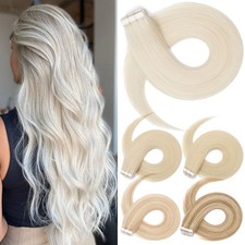 Thick 200g 80pc Tape In Remy Human Hair Extensions Skin Weft FULL HEAD Halloween