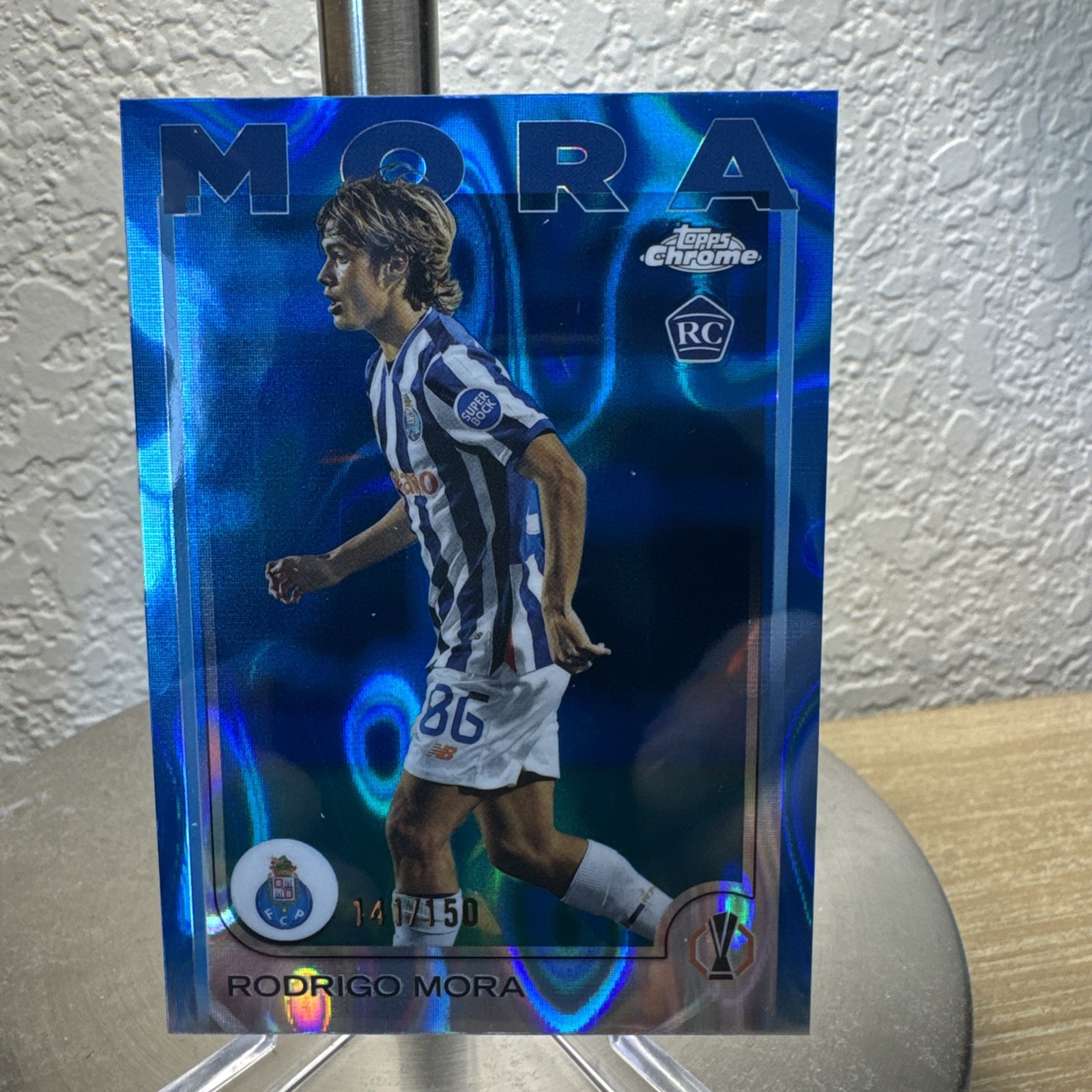 Rodrigo Mora 2024-25 Topps Chrome UEFA UCC #137 Blue Refractor /150 Rookie RC