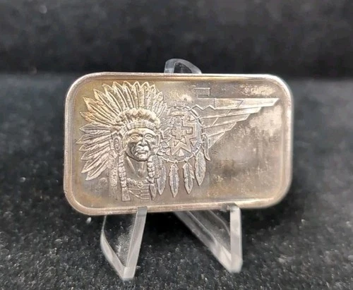 VINTAGE 1 OZ .999 FINE SILVER  SILVER TOWNE BAR Toned 7098