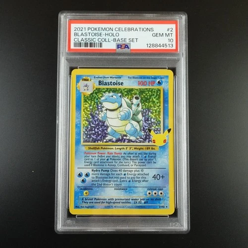 PSA 10 Blastoise 2/102 Pokemon Celebrations Classic Collection Holo Graded Card