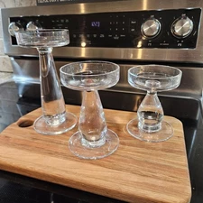 Glass Candle Holders Tear Drop Table Mantle Centerpiece Home Decor  Set of 3