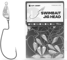 15 Pack Weighted Texas Rig Hooks Weedless Swimbait Jig Heads for Bass Fishing